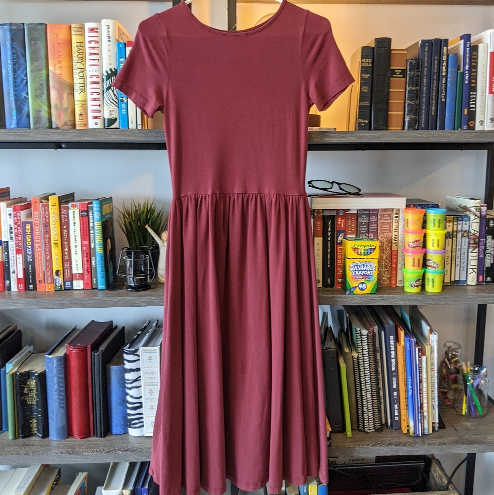 Maroon ASOS Empire Waist Midi Dress